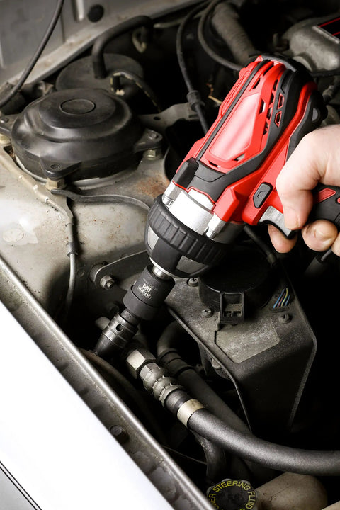 Impact Universal Joint Set 3-Piece 1/4 Inch Drive U-Joints used with cordless impact wrench on car engine