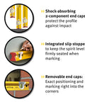 STABILA Type R 300 Spirit Level, 40 cm, showcasing shock-absorbing end caps and slip stoppers for secure marking.