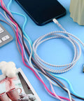 No Chew Spiral Cable Protectors For Pets 43.3 Inch Cord Guards in Bright Colors around phone charger and USB wires