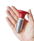 Top Shelf Heavy Duty Spring Loaded Pull Pin Featuring Smooth Glide Red T Handle And Extended Black Tie Rod Knob Built Like A Tank With Welded Steel Barrel Half Inch Plunger Diameter Perfect For Chassis Pipe Connectors No Sweat Swapping Included in hand