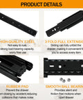 2 Pairs Of Ten Inch Heavy Duty Drawer Slides With 3 Section Full Extension Ball Bearing Side Mount For Dresser Cabinet And Kitchen Soft Close Quiet Glide 100 Lb Capacity black steel