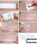 Step-by-step application of Upgraded Transparent Nameplate Pockets with Self Adhesive Back 12.4 by 4.5 inch on desk