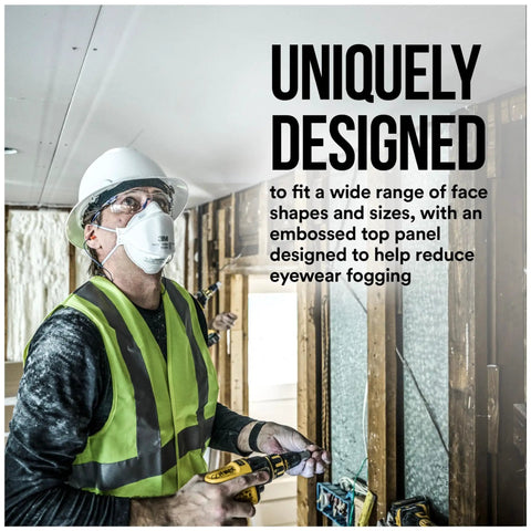 Worker wearing Aura Particulate Respirator 9205 Plus N95 Lightweight Three Panel Design For Comfortable Respiratory Protection