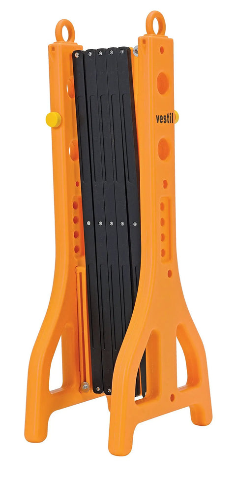 Expandable Plastic Safety Gate Expand A Gate Yellow 38 Inch High 122 Inch Extended Width Water Fillable Hollow Sides Reflectors