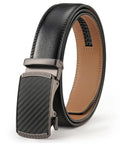 Men's Leather Ratchet Belt With Automatic Buckle No Hole Trim To Fit 36 To 42 Inch Waist Versatile Dress And Casual Belt For Suits Jeans And Chinos Built Tough For Everyday Wear