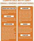 Compatibility list for Plug And Play Vacuum Fuel Pump With Filter And Oil Hose For Kohler Briggs And Stratton Mikuni Engines