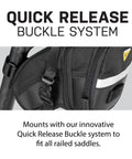 Aero Wedge Saddle Pack With Quick Clip Strap Mount For Bikes, Medium, Black, weatherproof Cordura, quick release buckle system.