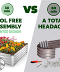 Galvanized Raised Garden Bed 6 Feet By 3 Feet By 1 Foot Outdoor Planter For Vegetables, Flowers, And Herbs, Large Silver Metal Garden Box With Patented Tool Free Design vs traditional assembly