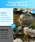 Comparison of pond water before and after using Easy Install Pond Filter Pump Fountain Kit With UV Clarifier 660 GPH 40W