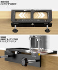 Rock Solid Aluminum Door Hinge Jig Router Template for adjustable mortising 2.5 to 5 inch hinge range on wooden surface