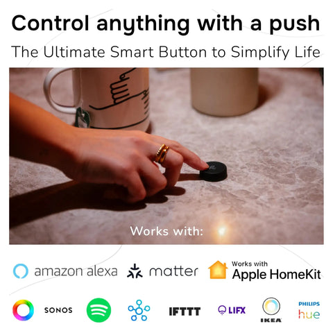 Three Pack Smart Button For Lights And Music Control With Alexa Matter HomeKit SmartThings No Fuss Setup Wireless Routine Triggers Customizable Scenes White UL Certified