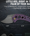 Wasp Pocket Folding Knife with 2.36 Inch Modified Wharncliffe Blade and Purple Anodized Titanium Handle with Holes