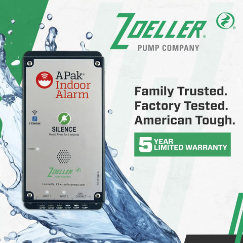 Indoor High Water Alarm System With Reed Sensor, Loud 80 DB Buzzer And Bright Red Visual Alert, Sends Text Email Or Push Notifications Via Z Control App, Monitors Basements Sump Pits Pump Rooms And Holding Tanks, 115 Volt With Battery Backup, front view