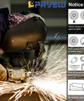 30 Pack 4 Inch Cut Off Wheels For Angle Grinders in use, cutting metal with sparks flying and proper safety gear visible.