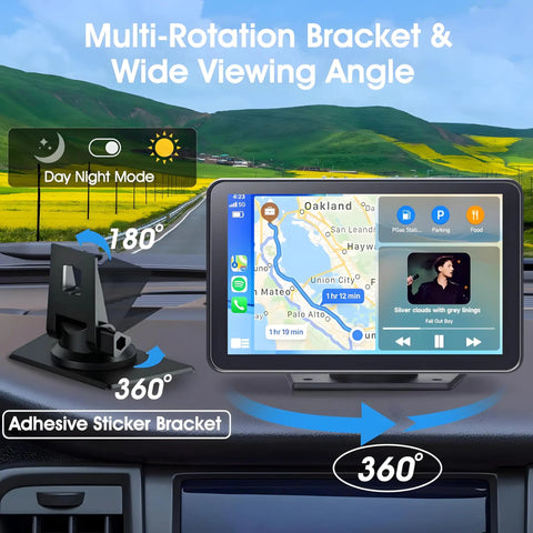 Wireless CarPlay And Android Auto Car Stereo With 7 Inch HD Touchscreen displaying GPS navigation and music interface