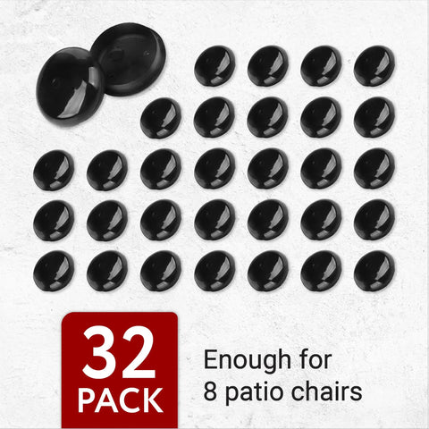 Patio Chair Feet Caps 1.5 Inch Black 32 Pack UV Resistant Plastic Furniture Leg Caps Outdoor Floor Protectors Set