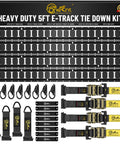 Heavy Duty E Track Cargo Tie Down Kit With Four Five Foot Rails Four Two Inch By Ten Foot Ratchet Straps Eight O Ring Anchors Eight End Caps Four V Ring Tie Offs For Trailers Trucks Vans And Motorcycles