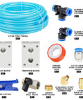 Half Inch OD Compressed Air Piping System And Shop Air Line Kit With 100 Feet TPEE Tubing And Three Eighths Inch ID, 27-Piece Push To Connect Kit, Pro Grade No Fuss Home Garage Air Piping Setup That Is Easy To Install, showing tubing, fittings, and connectors