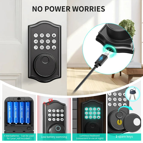 Tough As Nails Keyless Entry Door Lock With Handle Smart Fingerprint Deadbolt Keypad System No Sweat Auto Locking Straight Forward Install Fits Left Right Doors Rock Solid Security