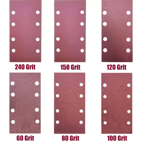 Hook And Loop Sandpaper Sheets For 1/3 Sheet Sander Pack With 60 80 100 120 150 And 240 Grit Aluminum Oxide for DIY projects