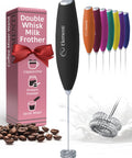 Milk Frother Wand Handheld Electric Stirrer For Coffee Matcha And Protein Shakes Durable Double Whisk Foamer in black with colorful options