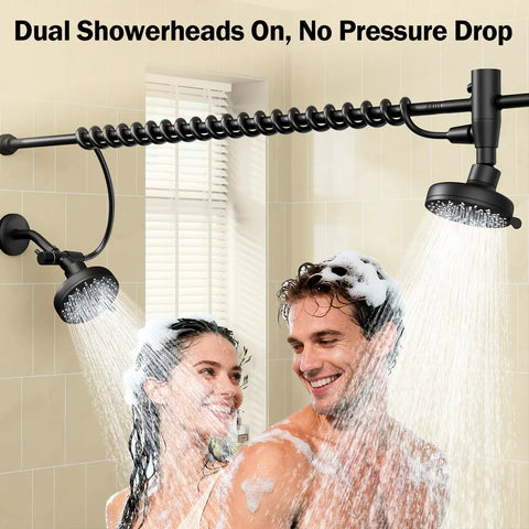 Dual Shower Head With Adjustable Slide Bar And Reinforced Hose Black Double Spray Bathroom Upgrade No Stress Spa Comfort For Renters Slick Fit That Totally Hits Different Now
