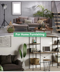 Modern home living room and office space with stylish furniture and decor elements, including plants and lighting.