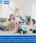A family playing in a living room, enjoying clean air with Top Notch True HEPA H13 Replacement Filters For AeraMax 90 100 DX5 DB5.
