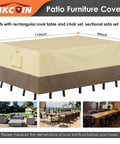 All Weather Outdoor Patio Table And Chair Cover Waterproof With UV Protection Anti Fade Tear Resistant Rectangle Furniture Cover 110 L By 84 W By 28 H Fits Large Set