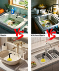 Compact Mini Sink Drain Plunger With Short Handle And Heavy Duty Rubber Cup Features Ergonomic Grip And Accordion Bellows in various sink settings.