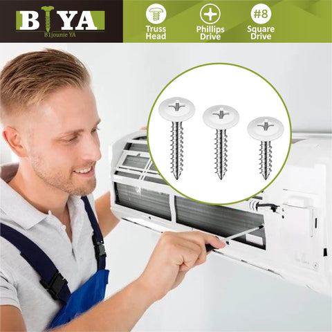 Heavy Duty White Wood Screws 120 Piece Bulk Kit Featuring Rugged Carbon Steel Frame for self-tapping installation and cabinet fastening.