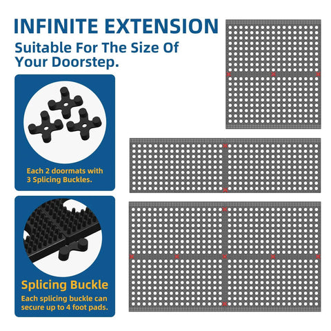 Heavy Duty Outdoor Doormat With All Weather Waterproof Construction Non Slip Drainage Entry Mat for versatile use with spliceable design