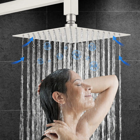 Brushed Nickel Shower Trim Kit With Valve Included, All-In-One Tub And Shower Faucet Set, stainless steel rainfall head
