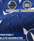 Close-up of Outdoor 3x5 Ft American Flag Deluxe Heavy Duty Spun Polyester showing water isolation and embroidered stars in high wind.