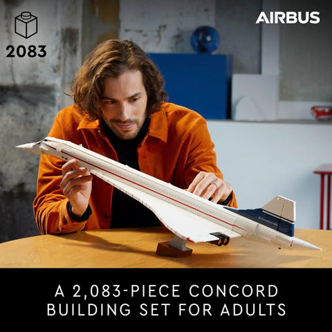 Man assembling Iconic Concorde Model Aircraft Building Kit For Adults With Realistic Details And Functional Pieces
