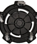 Heavy Duty Rolling Dolly Cage Base For 32 44 55 Gallon Round Barrels Twist Lock Durable Frame Tough Black Transport Cart with wheels.