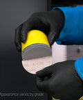 3 Inch Sanding Disc Starter Kit With K600 To K1500 Grits, 25 Discs, One Interface Pad, And Palm Sander, close-up of disc and pad.