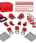 Breaker Lockout Tagout Kit For Electrical Safety, OSHA Compliant with 25 Lockout Devices, Hasps, Tags, Carry Bag, 2 Keys Each