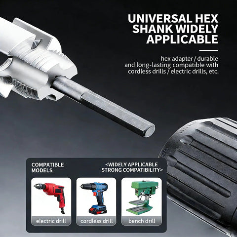All In One PVC Pipe Threader Kit With Dual Internal And External Threading For Fast Pipe Prep Fits One Half Inch Three Quarter Inch And One Inch Pipe Sizes Heavy Duty Pipe Cutting Tool Set For Electric Drill with universal hex shank