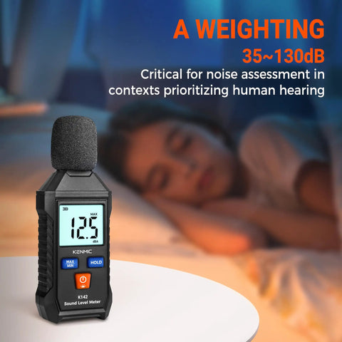 Handy Portable Sound Level Meter With Backlit LCD For Quick Noise Checks, Measures 35-130 dB(A) Range on table