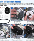 Must Have Complete Washer Repair Kit With Transmission Pulley And Nut, Washer Shift Actuator, Drive Belt, Clutch And Clutch Spring