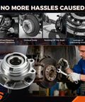 Mechanic installing Rear And Front Wheel Bearing And Hub Assembly Kit For Ford Explorer 2011 To 2018 And Police Interceptor Utility Front And Rear 5 Lug Hubs With ABS Durable Replacement For Rough Roads Direct Fit.