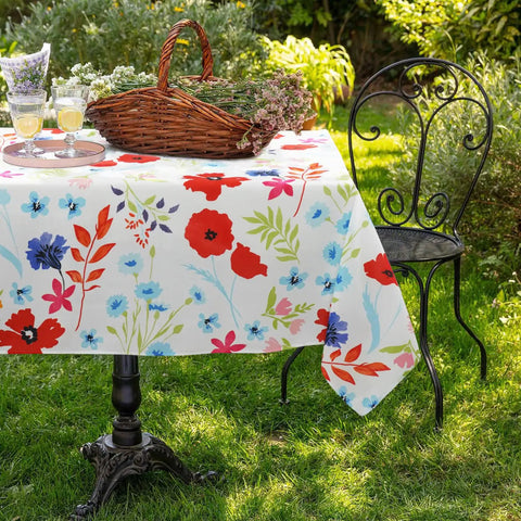 Outdoor Tablecloth With Umbrella Hole And Zipper No Fuss Install Weatherproof Polyester Patio Table Cover for Courtyards Terraces and Beachfront Decks 60 by 84 Inches