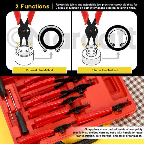 225 Piece Snap Ring Pliers Kit With Straight And Bent Retaining Ring Pliers For Internal And External Retaining Rings C Clips