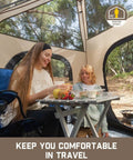 People dining inside Zeta C6 Pro Six Person Instant Cabin Tent with 60 Second Setup, Rainfly Included, Windproof Shell, Khaki