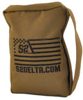 Coyote tan Rear Squeeze Shooting Bag for long range rests and barricade support with strap, bead filled, PRS style gear
