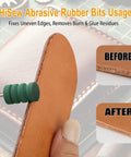 Top Shelf Leather Burnishing Bits For Rotary Tools Heavy Duty Edge Finishing Kit showing rubber bit smoothing leather edge.