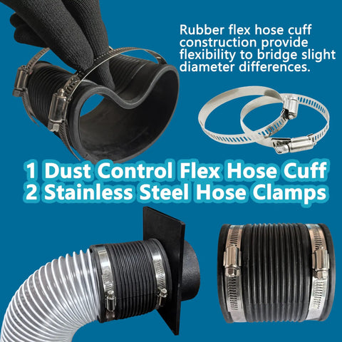 4 Inch Dust Collection Flex Hose Cuff Connector With Ports And 2 Stainless Steel Clamps For Woodworking Dust System