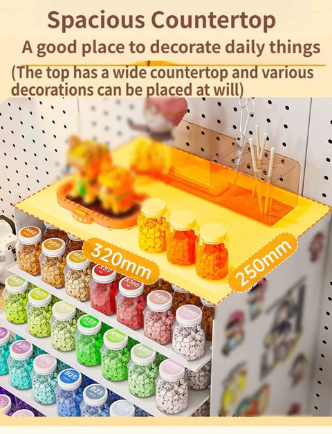 Desktop File Organizer With Drawers 3 Tier Letter Sorter And Craft Bead Container Office Supply Holder in Pink with spacious countertop