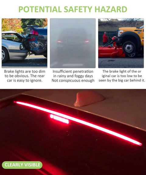 Image showing 35 Inch Third Brake LED Light Strip Flexible DC12V High Mount Stop Light For Trucks SUVs And RVs in bright red